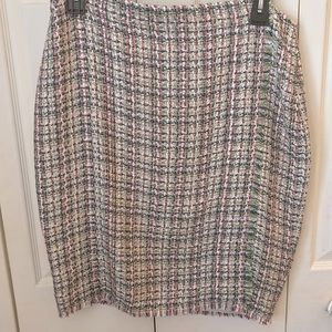 Ann Taylor tweed skirt with fringed hemline